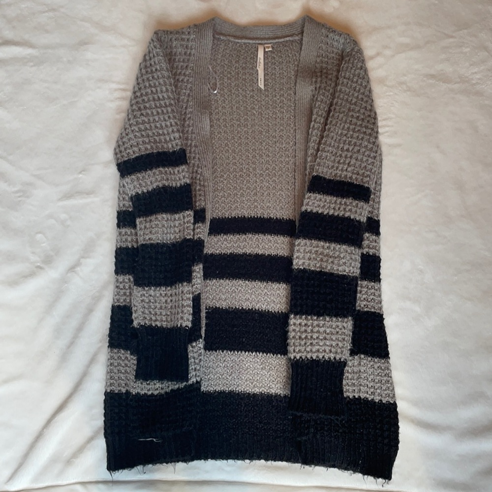 Black & Grey Striped Cardigan